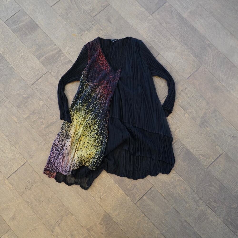 Komarov colorful Long Sleeve‎ Blouse Size S Top Crinkle Made in USA